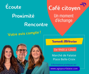 Votre voix compte pour Falaise ! 14ème café citoyen ce samedi : venez échanger avec Clara Dewaële